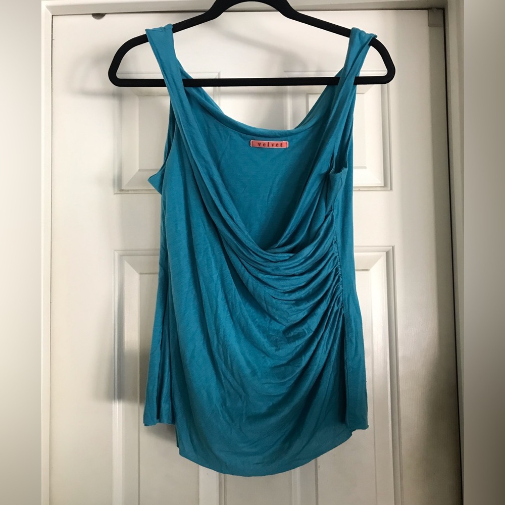 Velvet brand Teal Draped Sleeveless Tank top